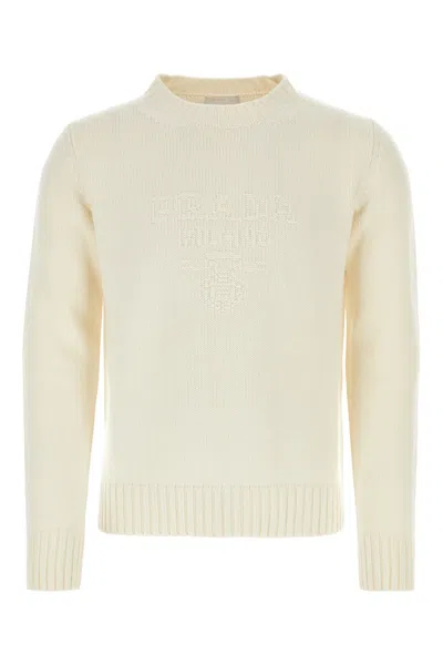 PRADA IVORY WOOL BLEND SWEATER