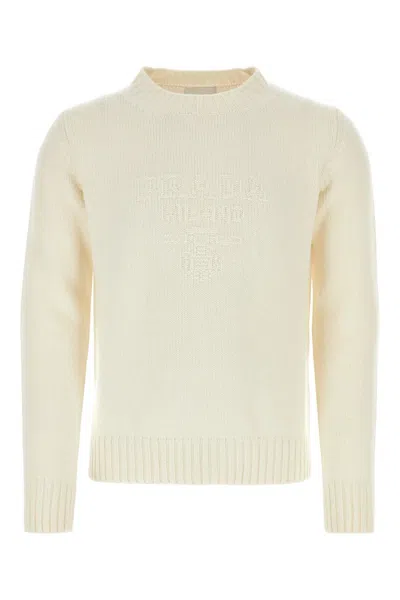 PRADA IVORY WOOL BLEND SWEATER