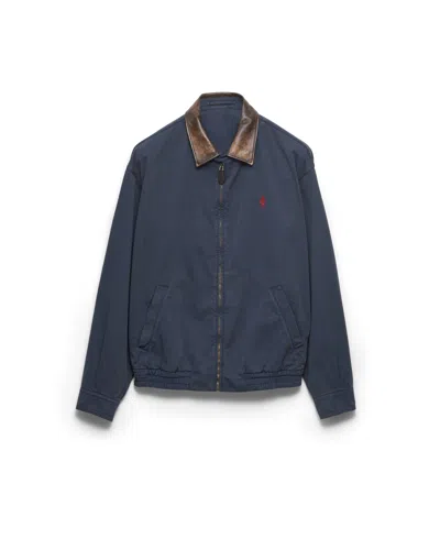 Prada Jacke Aus Baumwolle Mit Details Aus Leder In Blue
