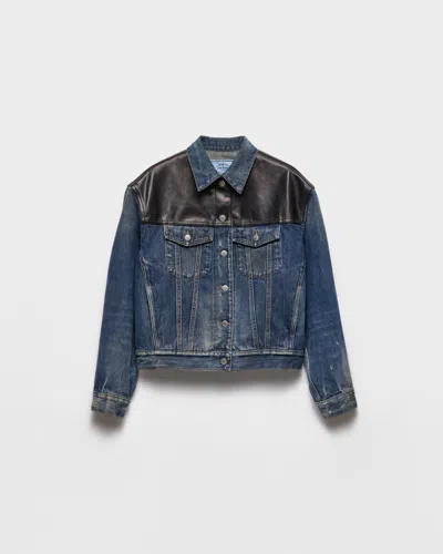 PRADA DENIM AND LEATHER JACKET