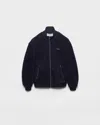 Prada Fleece Bomber Jacket In Blue