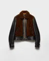 Prada Jacke Aus Leder Und Lammfell In Green
