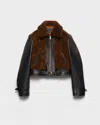 Prada Black Leather And Sheepskin Jacket In Brown