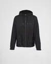 Prada Triangle Logo Zip-up Jacket In Black