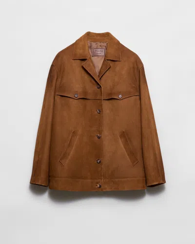 Prada Jacke Aus Wildleder In Brown
