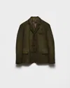 Prada Men's Single-breasted Suede Jacket In Green