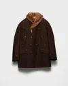 Prada Jacke Aus Wildleder Und Lammfell In Brown