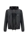 Prada Reversible Blouson In Leather And Re-nylon In Black