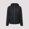 Prada Triangle Logo Zip-up Jacket In Black