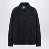 Prada Silk Zip-up Jacket With Triangle-logo In Blue