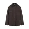 Prada Canvas Cotton Jacket Leather Collar In Brown