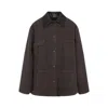 Prada Canvas Cotton Jacket Leather Collar In Brown