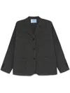 Prada Tailored Jacket With Notched Lapels And Buttoned Cuffs In Grey