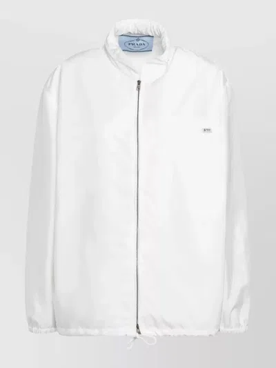 Prada Jacket High Collar Drawstring Hem Elastic Cuffs In Multi