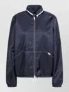 Prada Jacket High Collar Drawstring Hem Side Pockets In Blue