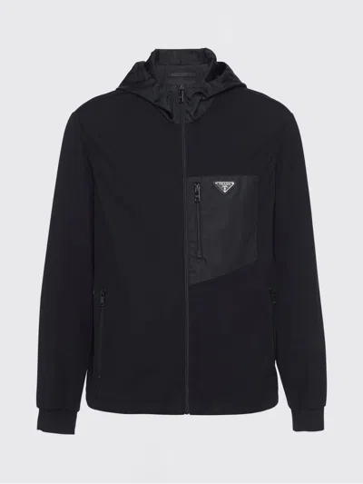 PRADA PRADA TECHNICAL FABRIC AND COTTON BLOUSON