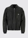 Prada Hooded Lightweight Jacket Front Pockets In Black