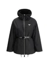 Prada Re-nylon Down Jacket In Nero
