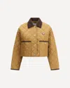 Prada Quilted Re-nylon Jacket Contrast Collar In Sand