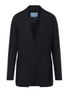 Prada Wool Jacket Notched Collar In Blue