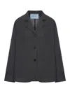 Prada Tailored Jacket With Notched Lapels And Buttoned Cuffs In Nude & Neutrals
