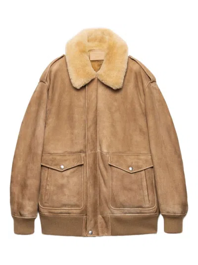 Prada Jacket With Application In Brown