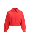 Prada Jackets With Long Sleeves And Ribbed Hem In Rosso