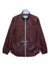 Prada Jacket With Triangular Logo And High Collar In Burgundy