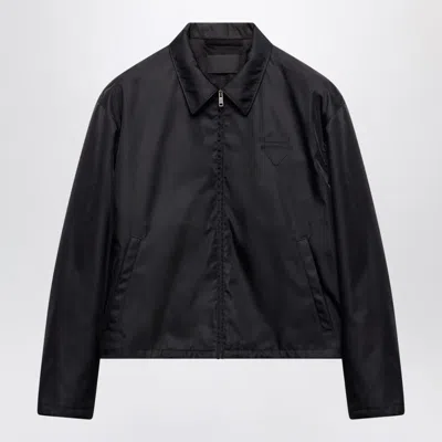 Prada Mens Black Re-nylon Triangle-logo Woven Jacket
