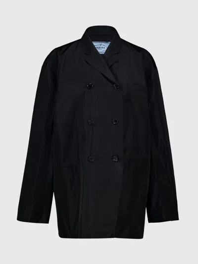 Prada Tailored Jacket Double Breasted Buttons Pockets Lapels In Black