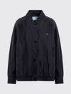 Prada Silk Zip-up Jacket With Triangle-logo In Blue