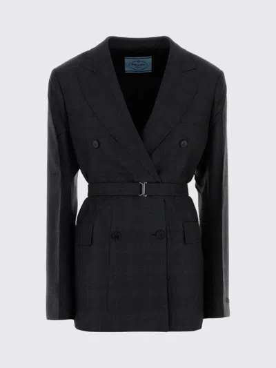 PRADA PRADA VIRGIN WOOL BLAZER WITH BELT