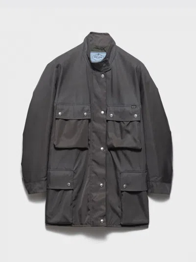 Prada Re-nylon Jacket With Pockets In Gray