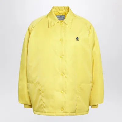 Prada Collared Coat Front Pockets Long Sleeves In Yellow