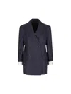 Prada Double-breasted Jackets Long Sleeves Pinstripes