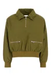 Prada Womens Green Logo-embellished Pull-on Cotton Jacket