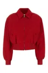 Prada Jackets With Long Sleeves And Ribbed Hem In Red
