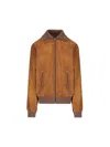 Prada Suede Jacket With Ribbed Cuffs And Hem