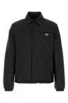 Prada Nylon Shirt With Long Sleeves And Single Chest Pocket In Black