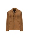 Prada Leather Jacket In Brown