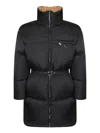 Prada High Collar Long Sleeve Cotton Coat In Black