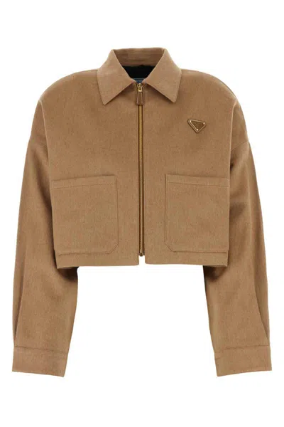 Prada Jackets And Vests In Brown