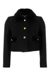 Prada Womens Black Natté Single-breasted Cropped Wool Jacket In Black