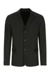 Prada Structured Silk Blazer With Notch Lapel In Black