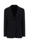 Prada Wool Blazer With Long Sleeves And Flap Pockets In Blue