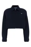 Prada Poplin Jacket Featuring Front Pockets Buttons In Blue
