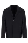 Prada Structured Cotton Blazer With Notch Lapels In Blue