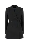 Prada Tailored Wool Blazer Structured Shoulders In Gray