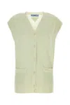 Prada Cashmere Vest With Cap Sleeves And Front Pockets In Green