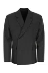 Prada Double-breasted Tailored Blazer In Grey